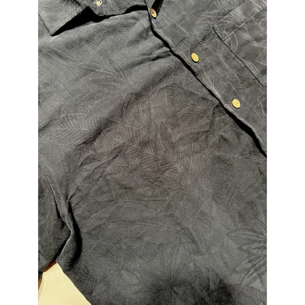Caribbean Men's Navy Floral Cotton Woven SS Button-Up Shirt Pockets XL